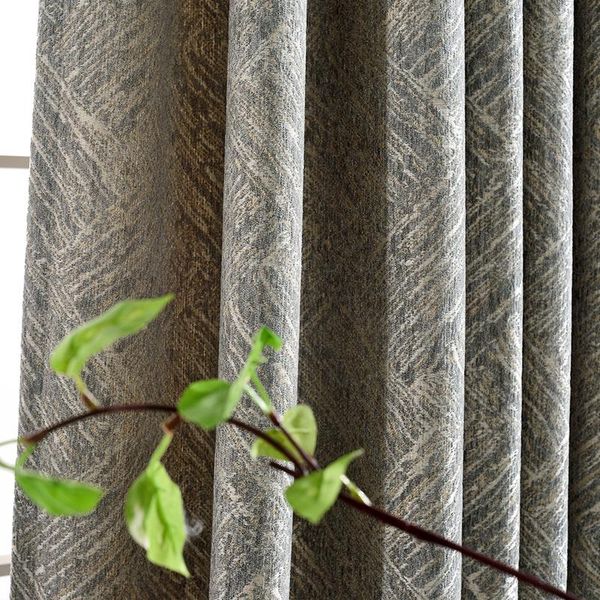 

custom curtains high grade nordic simple modern chenille jacquard striped thick grey cloth blackout curtain tulle drapes n410
