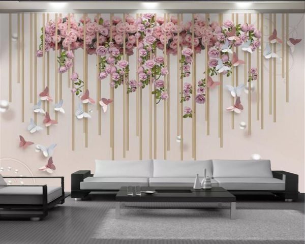 

floral 3d wallpaper beautiful hanging flowers and butterflies 3d wallpaper romantic flower decorative 3d wallpaper