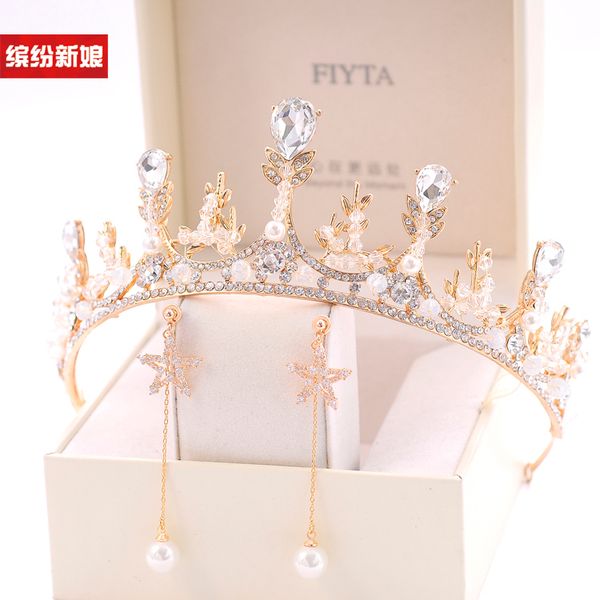 

красочные невесты корону высокого класса кристалл европейского золота головной убор украшения для волос партии свадебные аксессуары, Silver