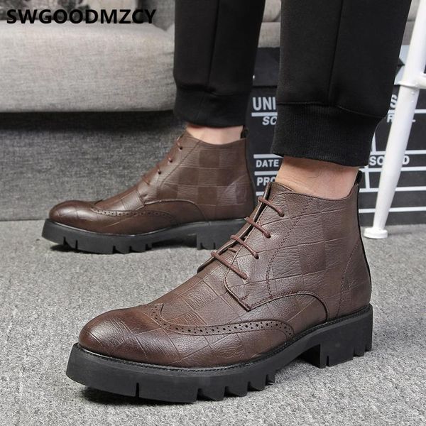 

formal shoes men classic italian elevator shoes for mens dress boots coiffeur office men leather brown dress, Black