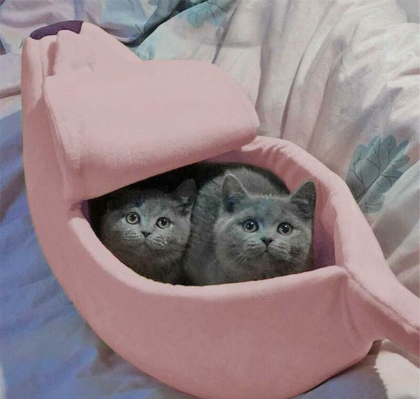 

теплая собака для собаки кошка кровать гнездо банановый кожурный формы теплый плюшевый флис пушистый домой кровать милый bbyink lg2010
