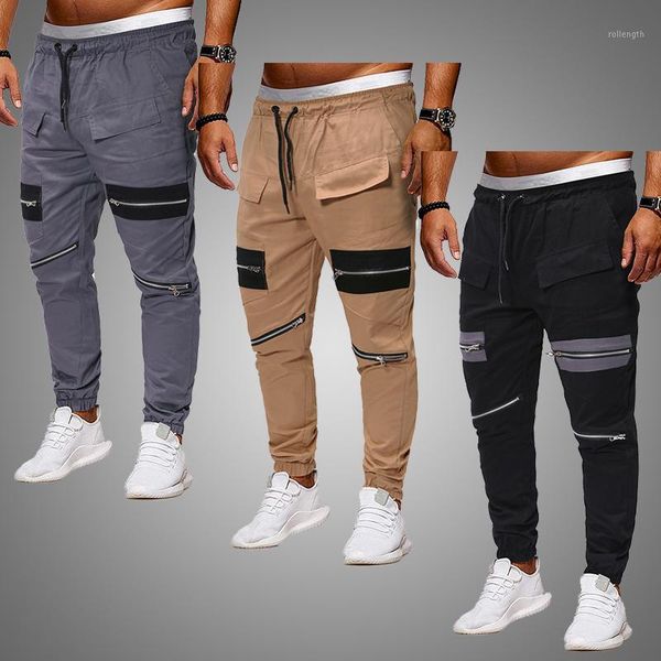 

2020 casual men joggers cargo pants streetwear leggings sportswear trousers male gym pants zipper slim fit sweatpants for men1, Black