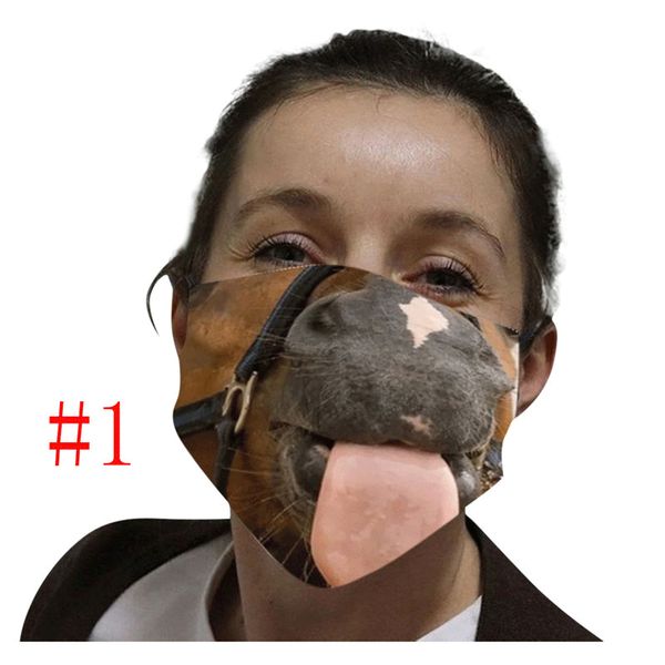 

animal mouth face mask scarf washable reusable women men fashion breathable anti dust cotton masks personality funny cow mask kimter-z167a, Black