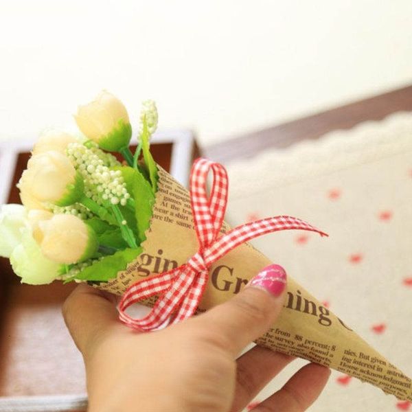

home valentine's decor artificial christmas mini rose day gifts festival silk flower props handmade newspaper flowers