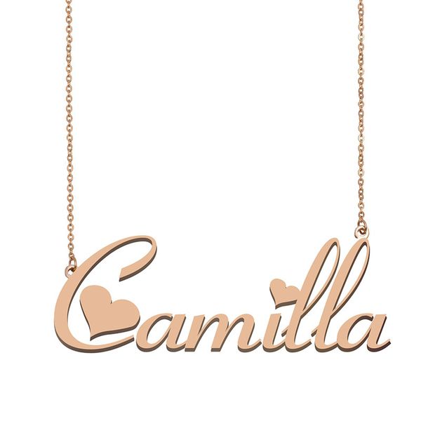 

camilla custom name necklace personalized pendant for men boys birthday gift friends jewelry 18k gold plated stainless steel, Silver