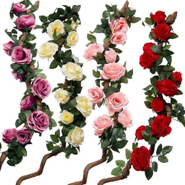 

2.2m fake flowers vine artificial flowers rose vine for home wedding party garden decor1