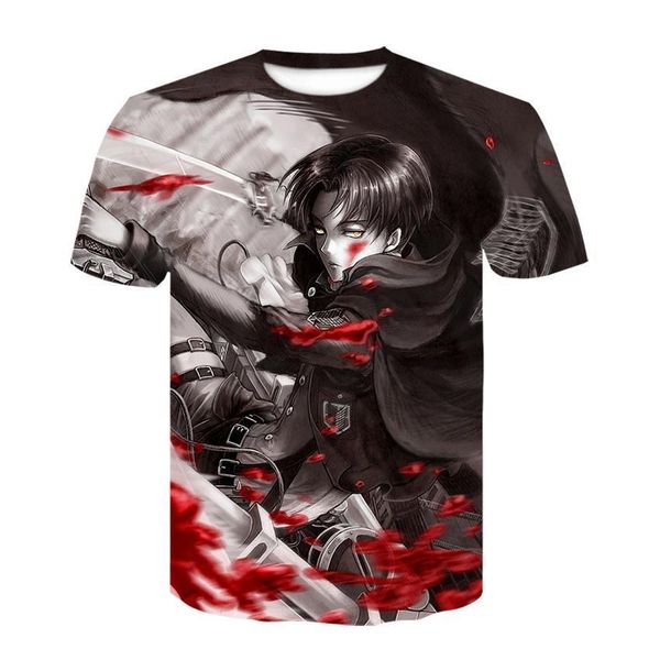 

2021 3d print women men attack on titan shingeki no kyojin tshirt summer t-shirt hip hop pullover short sleeve clothes, White;black