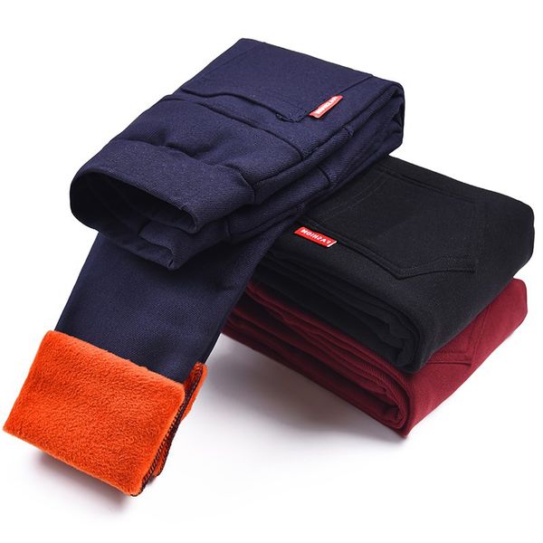 

2019 fashion letters girls warm trousers autumn winter children slim thicken pencil pants skinny plus velvet leggings for girls y200704, Blue