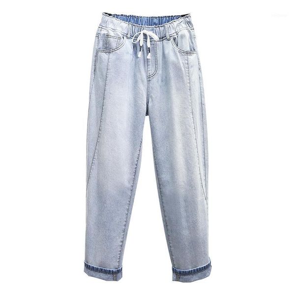 

casual harem pants high waist jeans woman boyfriend jeans for women ankle length mom cowboy denim pants plus size 5xl1, Blue