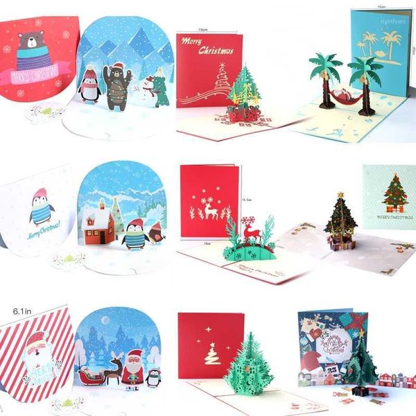 

3d up merry christmas card laser cut postcards gifts party invitation greeting cards handmade tree customizable cards1