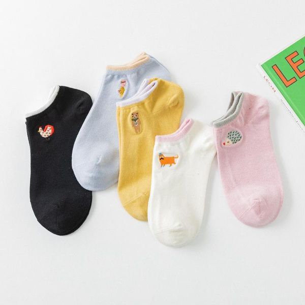 

jeseca preppy style cartoon cute sock slippers japanese kawaii girls low cut boat sock summer invisible non-slip no show1, Black;white