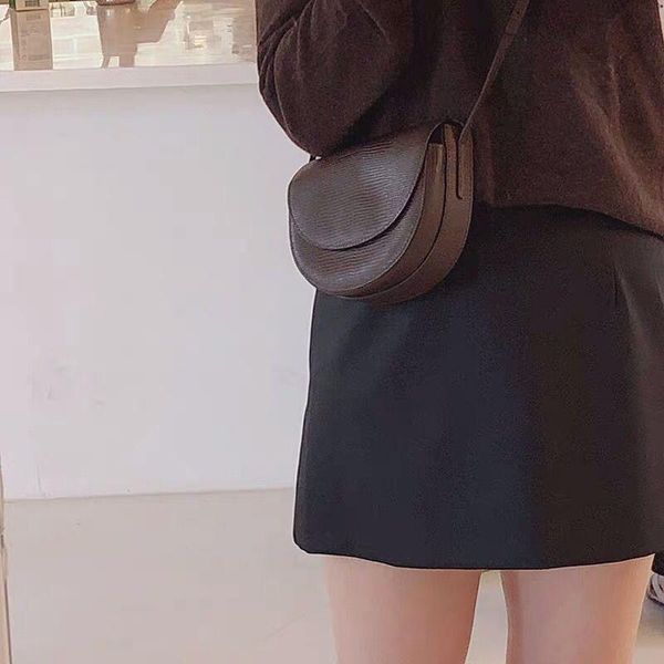 

korean version semicircle saddle bag female 2020 autumn new insta web celebrity small black bag texture versatile with a cross