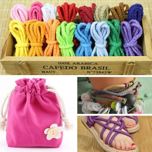 

5mm colorful rope 20m/lot diy accessories twisted round 100% cotton cord hand woven for drawstring pants shoes cap kindergarten1, Black;white