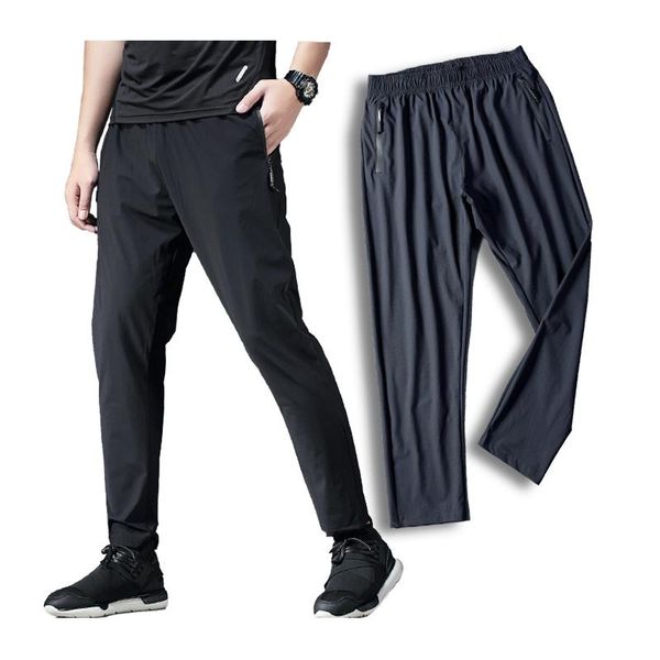 

running pants man jogging sweatpants bodybuilding zipped pockets elastic waist trainning trousers solid slim fashion gym long, Black;blue