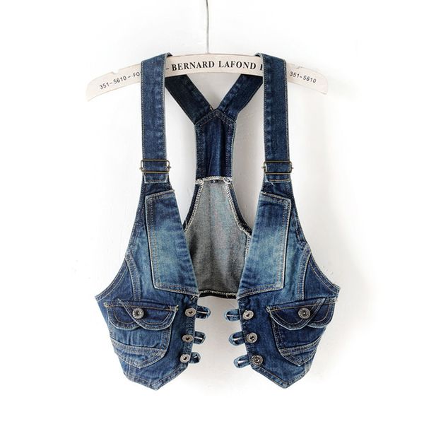 

2020 korean fashion summer waistcoats short denim vest women halter sleeveless jean jacket female slim veste femme coatt50, Black;white