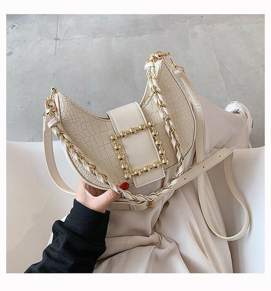 

luxury crocodile pattern pu leather shoulder bag female designer fashion handbag ladies solid color messenger bag saddle