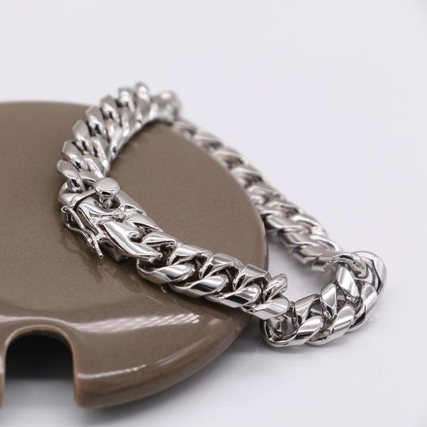 

fashion 100% 925 sterling silver link chain bracelet for man 10mm 20cm bracelet bangle personality men's jewelry gift 200928, Black