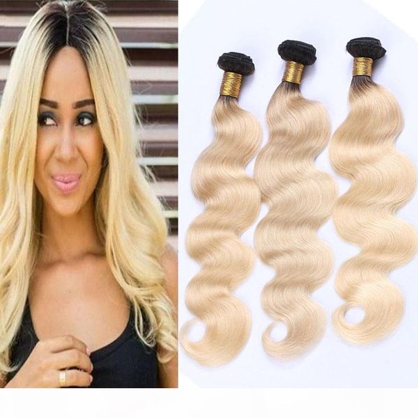 

indian virgin hair products 10-28inch 3 pieces one set human hair 1b 613 body wave hair extensions double wefts 1b 613, Black
