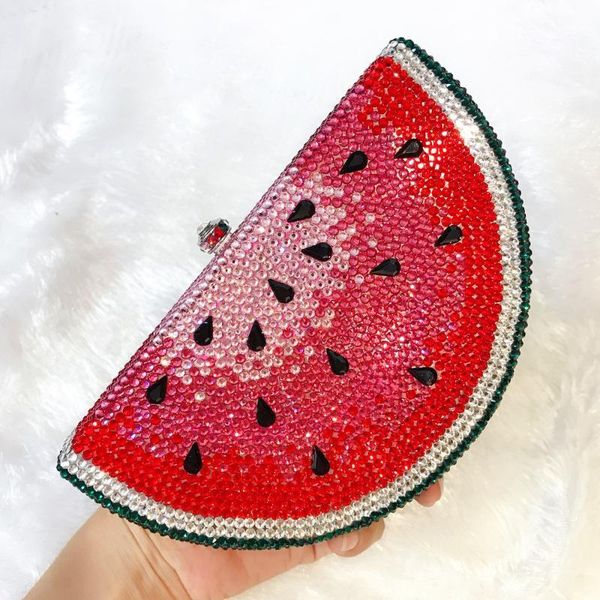 

evening bags women watermelon shape clutch shoulder bag female crystal diamond wedding handbag bridal purse handbags1