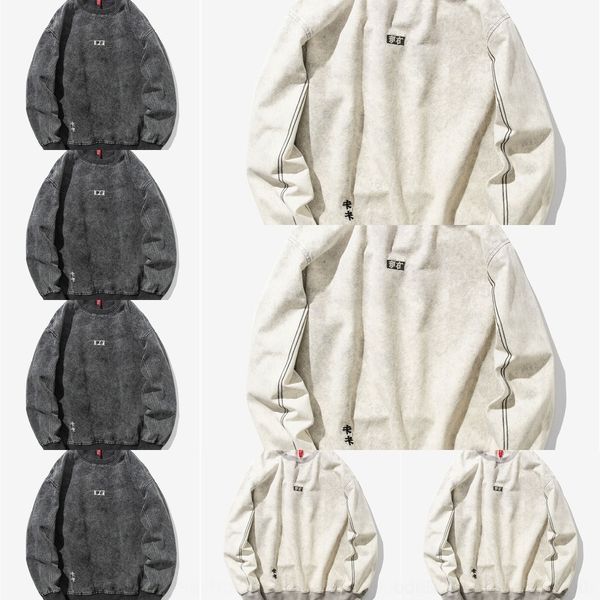 

uzrqz jueyi autumn pullover pullovercharacter denim pullover sweater man loose chinese pulloverwashed man hip hop embroidery bsnuy, Black