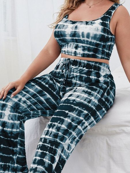 

plus tie dye drawstring waist sleep sweatpants w9uy#, Black;white