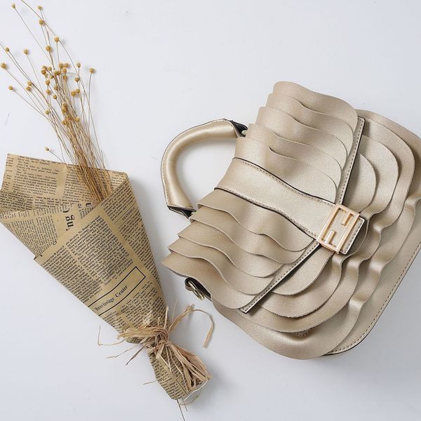 

pu ruffle edge, multi-functional women's bag with straddle shoulders