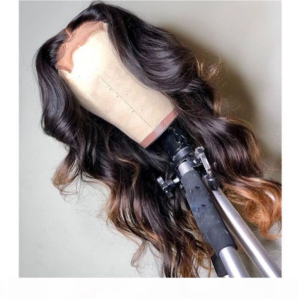 

швейцарский шнурок 13x4 6 lace часть парик парик ombre блондинку средняя часть тела волна для чернокожих женщин с ребенком волос, Black;brown