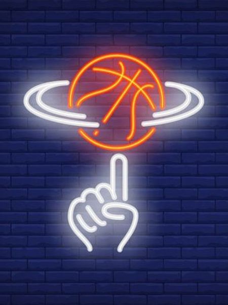 

neon sign for basketball spinning on finger lamp real glass tubes resterant decorate light sport display impact attract light