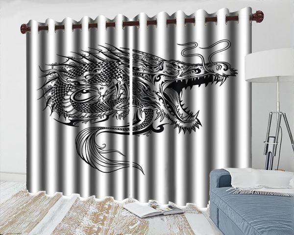 

curtain & drapes modern bedroom window 3d lucky dragon animal beautiuful