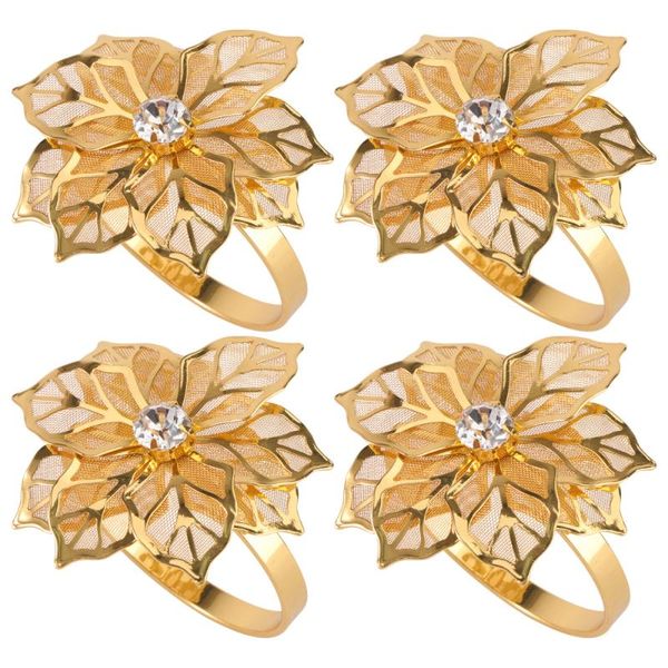 

24pcs decorative alloy napkin ring flower napkin holder wedding party dinner table decor (golden)