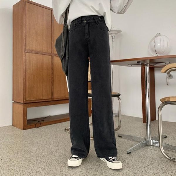 

women's jeans high waist women 2021 korean style mom mujer loose wide leg denim pants casual trousers plus size baggy, Blue