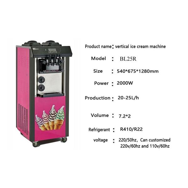 

ice cream making machine commercial design 30l/h soft maker with air pump and precool 2100w