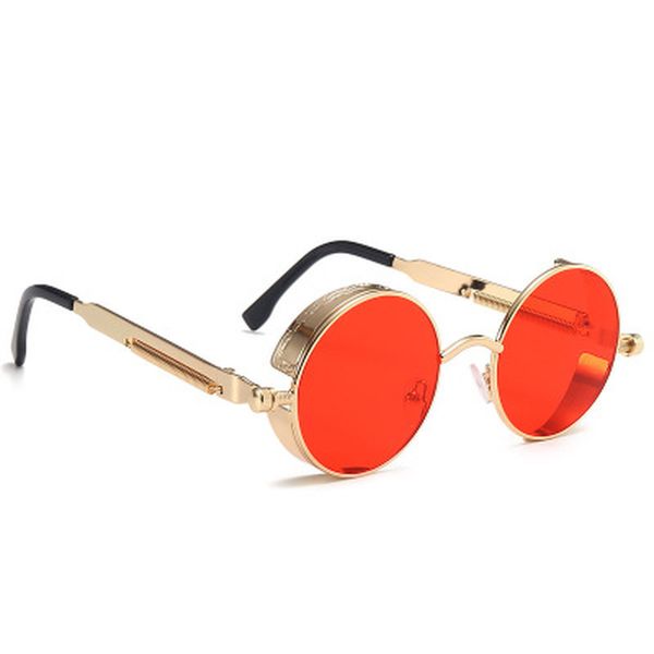 

vintage metal retro fashion polarized steampunk sunglasses round mirrored eyewear men circle sun glasses uv400