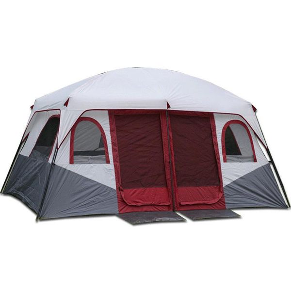 

tents and shelters ultralarge 4-6/8-12 person camping tent two living rooms large family party outdoor travel marquee 2 door 6 window