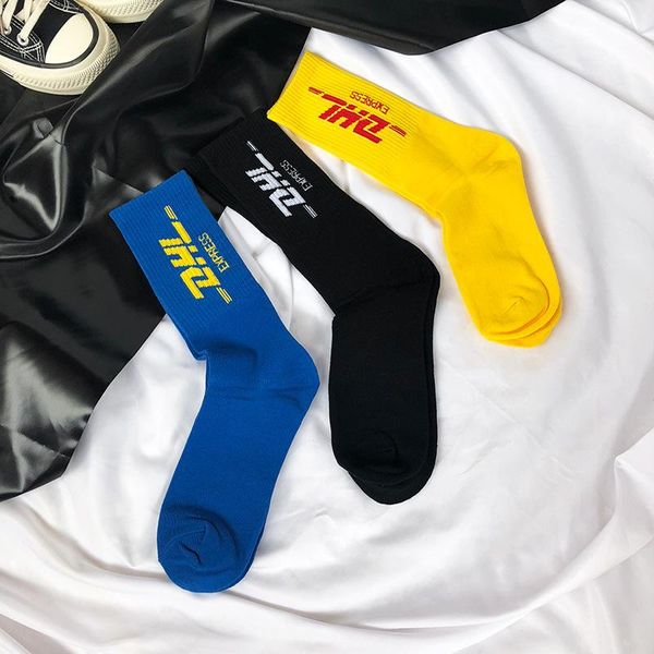 

men's socks hip hop style letter printing tide and women's fashion personality basketball skateboard street, Black