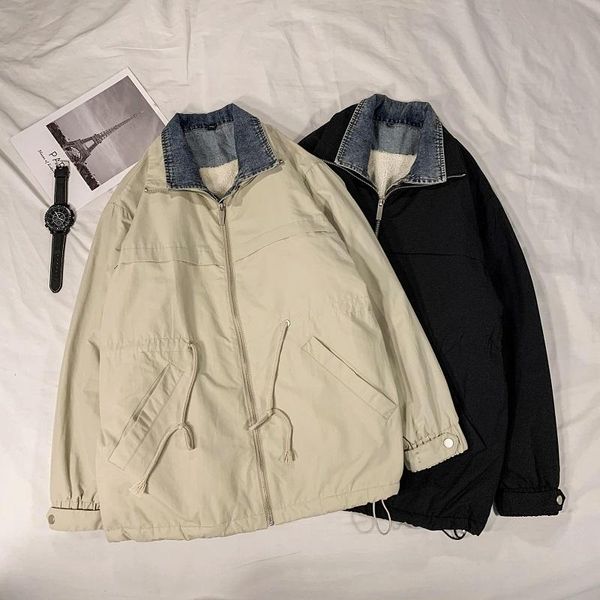 

legible 2020 new winter jackets men parka casual thick winter coat men solid zipper parka male clothes overcoat, Black