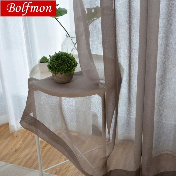 

latest eco linen soild light color coffee sheer window curtain for living room balcony chocolate tulle cortinas salon