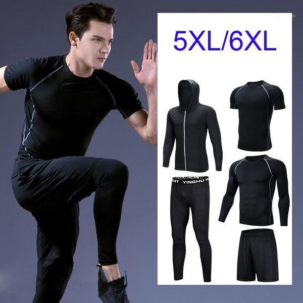 

running sets 6xl fitness suit male man fattening plus size tights exercise training gym clothes jogging shorts t shirt1, Black;blue