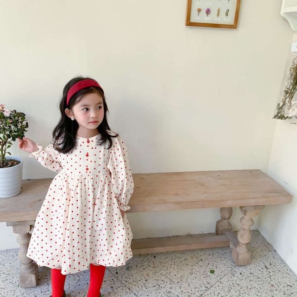 

wtern polka amur sle monkey dot girl's drs 2021 spring new korean children's bubble sve princs poncho skirtvj0b, Red;yellow