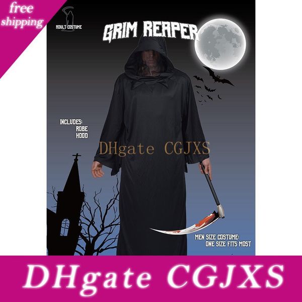 

mens halloween costume grim rerper clothing black cold black robe warrior hooded robe halloween cosplay horror weird scary, Black;red