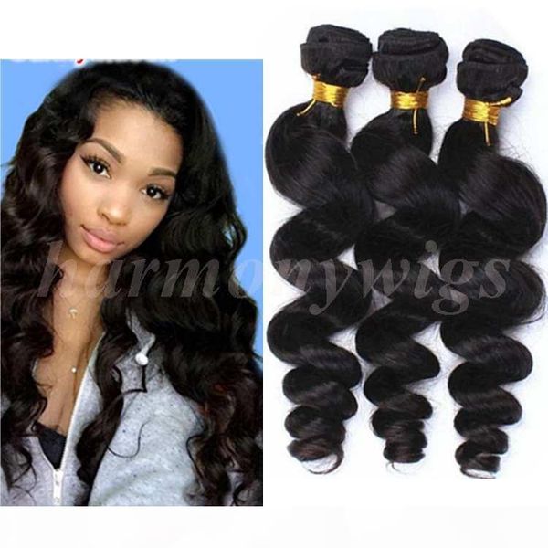 

unprocessed brazilian hair wefts human hair weaves loose wave bundles 8-34inch indian malaysian mongolian cambodian hair extensions, Black