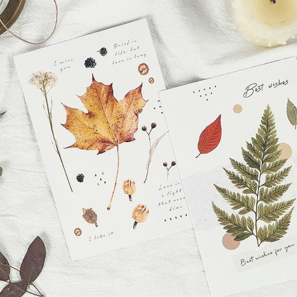 

18pcs цветок листья растений образец стиль карты как скрапбукинг партия приглашение diy украшения подарочные карты сообщение карты открытка