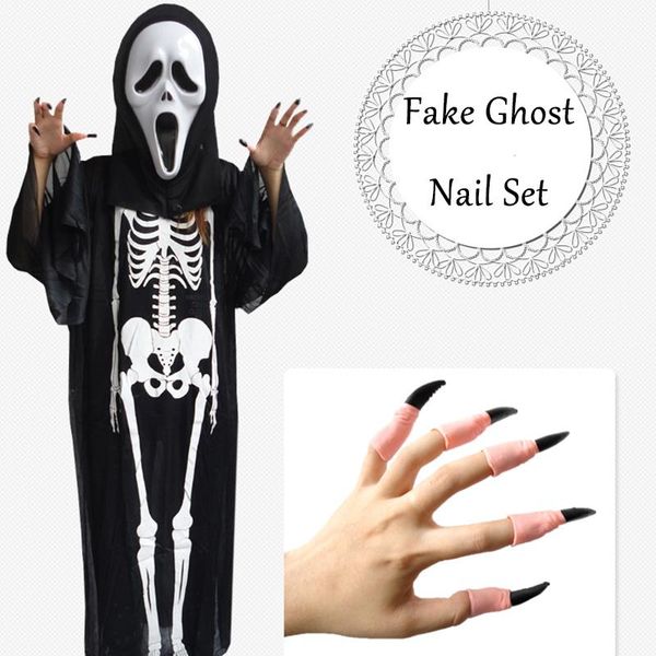 

amawill 10pcs zombie fake ghosts nail sets scary witch fingers nail horror party supplies halloween props decorations 7d wmtfpk