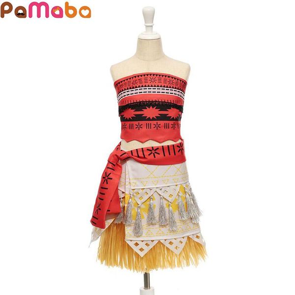 

pamaba princess cosplay costume children's summer beach dress-up kids polynesian style clothing hawaii sundress for girls, Red;yellow
