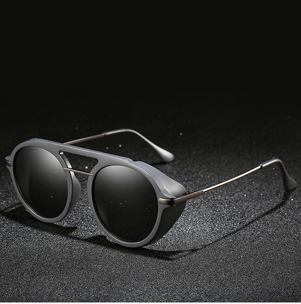 

designer retro round metal sunglasses steampunk men women glasses oculos de sol shades uv protection with case, White;black