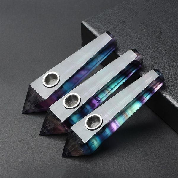 

1pc natural fluorite purple crystal quartz tube crystal lapis lazuli crystal pipe brush 1pc qyllcr, Black