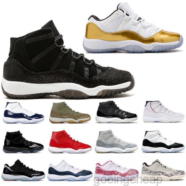

2021 new jumpman 11 11s low white bred concord basketballs shoes se metallic gold pantone ovo grey snake skin men women trainers j4-d, Black