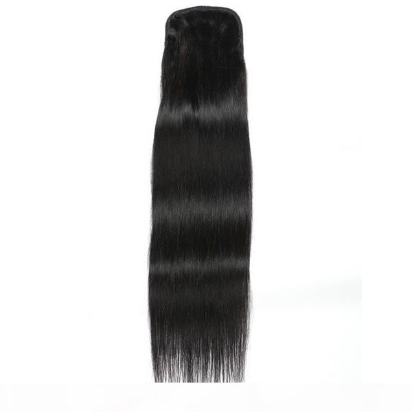 

drawstring hair curly ponytail extension long straight pony tail hair 18 20 22 inch piece, Black