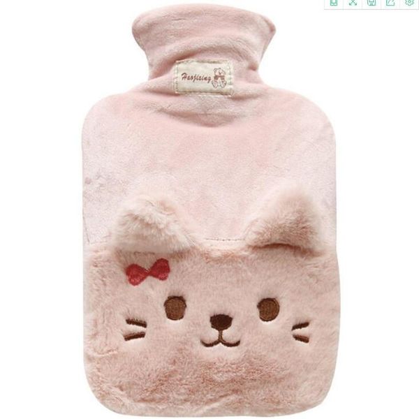 

1000ml creative cat portable water bottle winter bowknot plush warm cute student water filled explosion proof hand warmers bbyopk bwkf