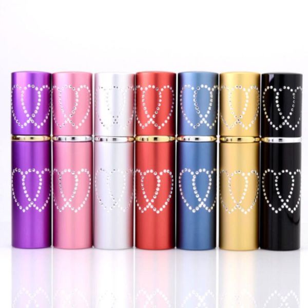 

10cc 10ml refillable portable mini double love heart perfume bottle traveler aluminum spray sample empty containers atomizer dhc1890